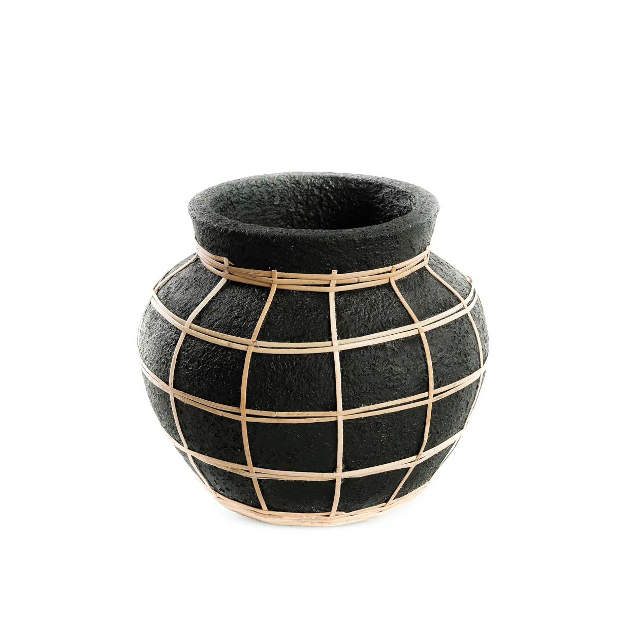 Belly Vase - Schwarz / Natur - S
