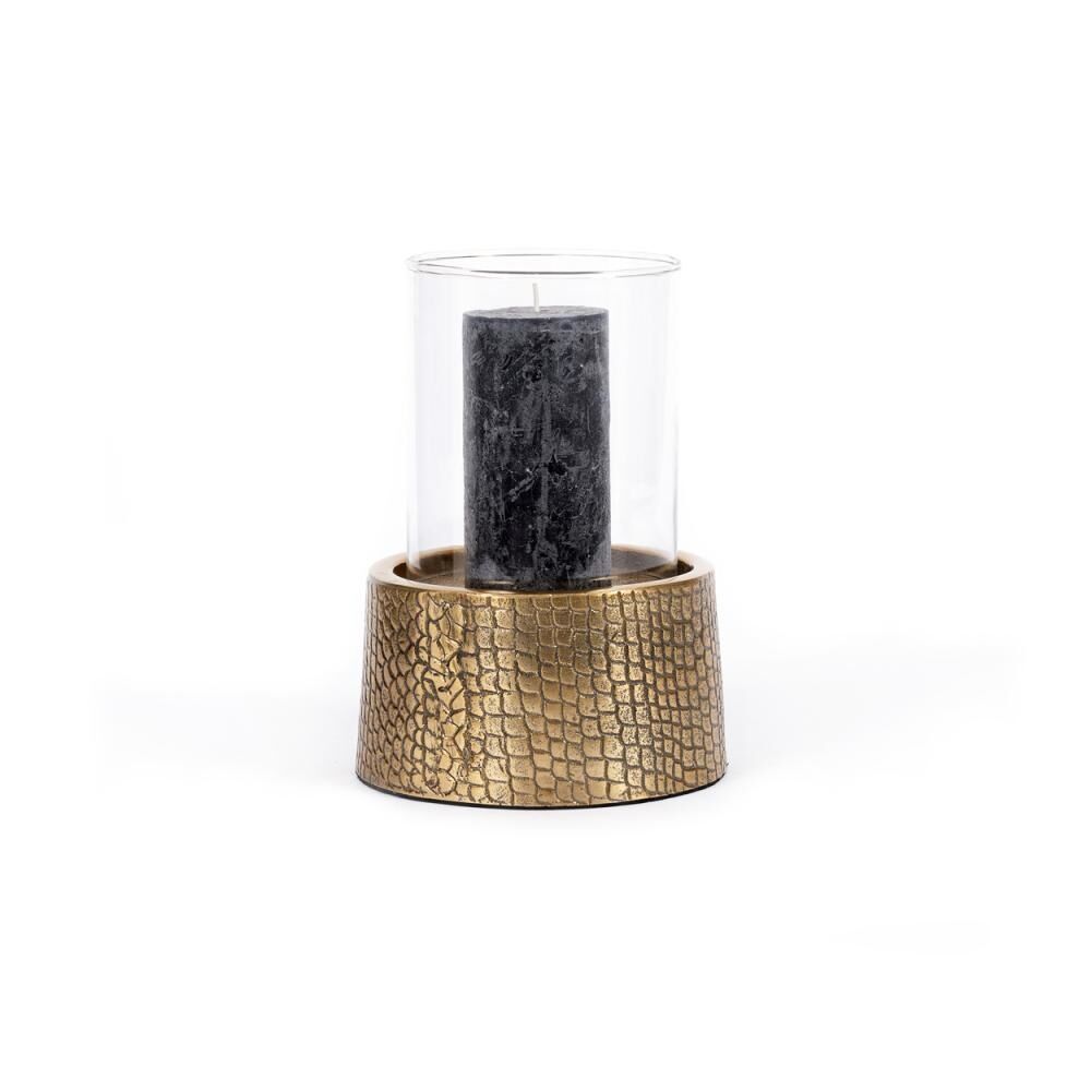 Croco Kerzenhalter mit Glas - Messing - L