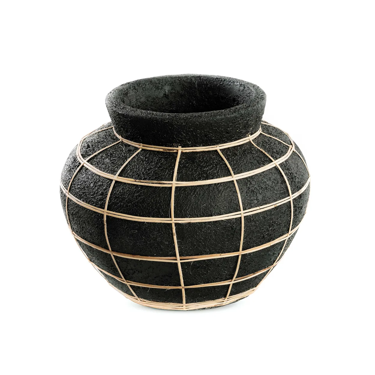 Belly Vase - Schwarz / Natur - M