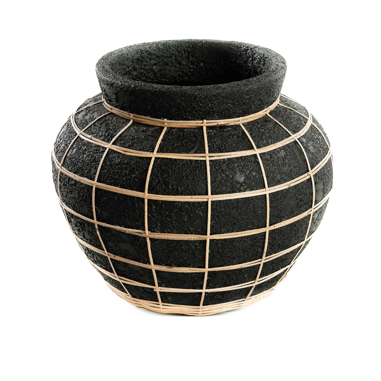 Belly Vase - Schwarz Natur - L