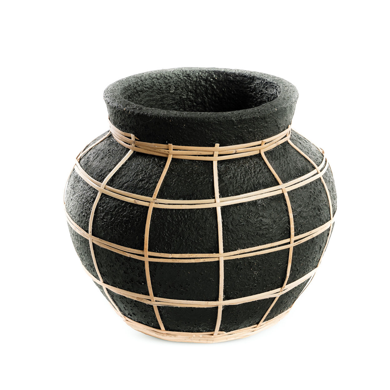 Belly Vase - Schwarz / Natur - S