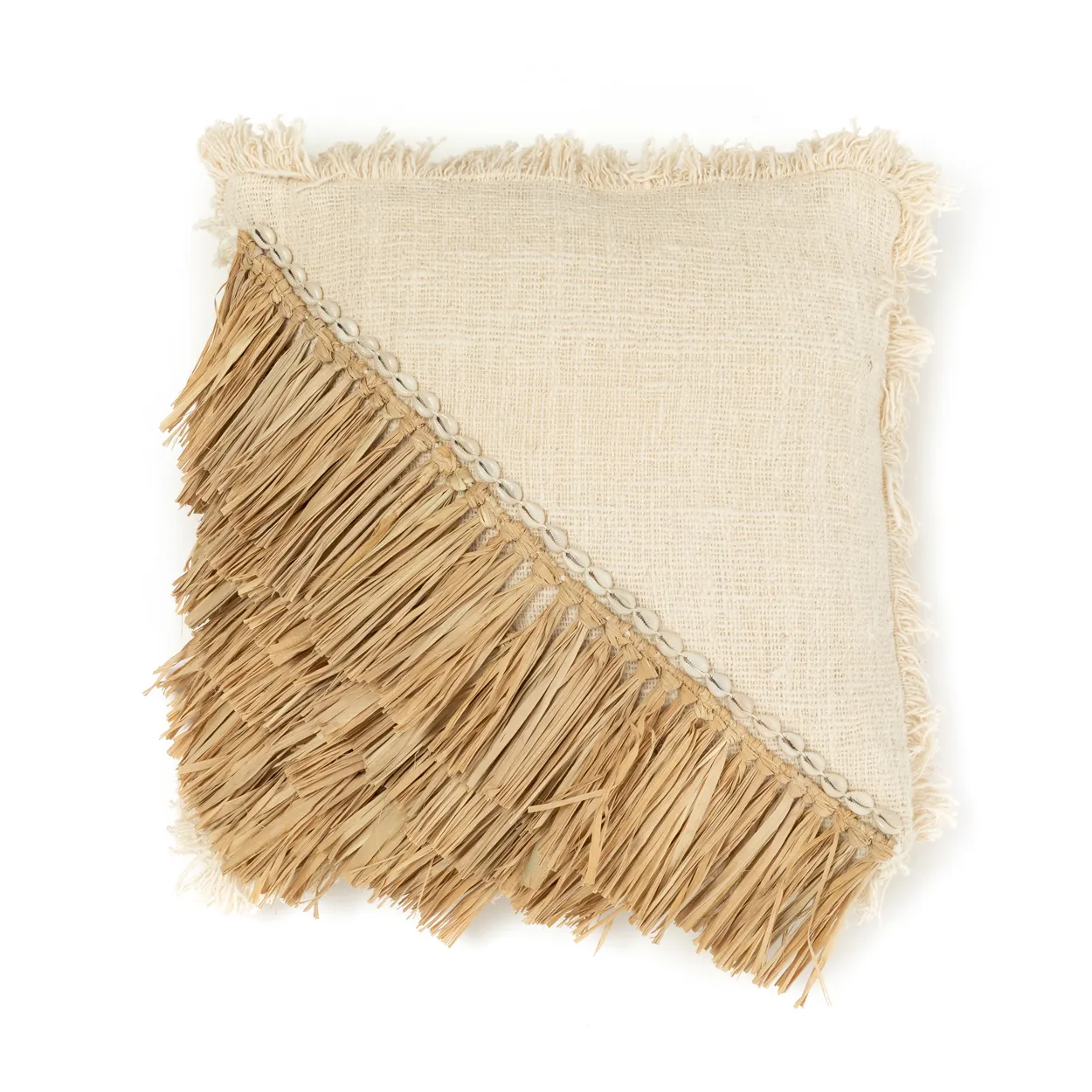 Kissenbezug aus Raffia-Baumwolle - Natur / Weiß - 60x60